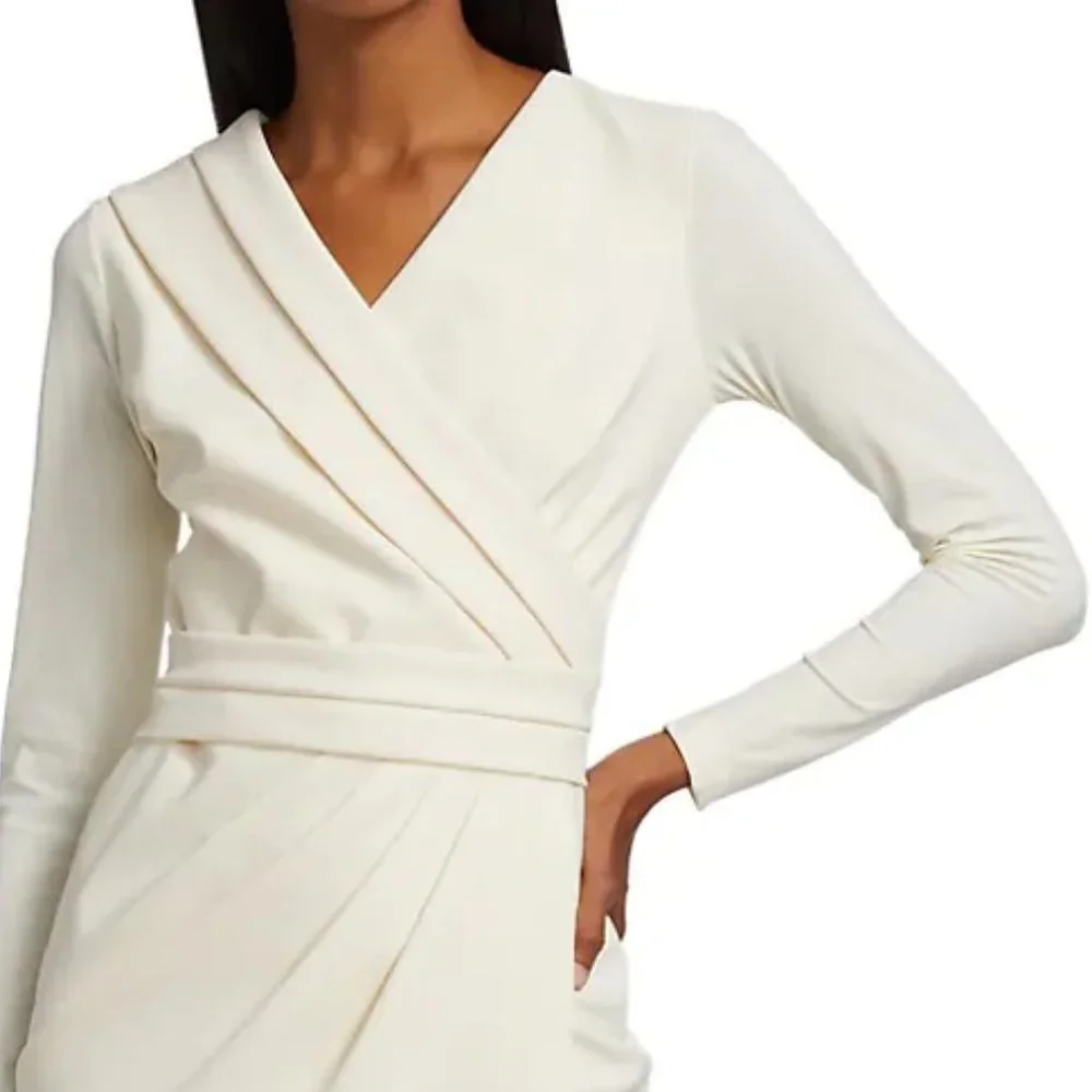 NWT$750 Chiara Boni La Petite Robe Jodene Pleated Wrap Midi Dress 46 10 - Picture 3 of 14